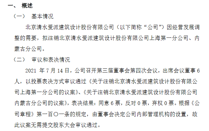 清水愛(ài)派擬注銷上海、內(nèi)蒙古分公司 優(yōu)化布局降本增效，聚焦核心業(yè)務(wù)發(fā)展